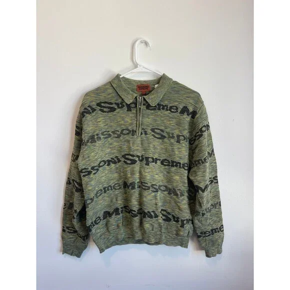 Supreme x Missoni Zip Long-Sleeve Polo 'Lime' Small - Picture 1 of 4